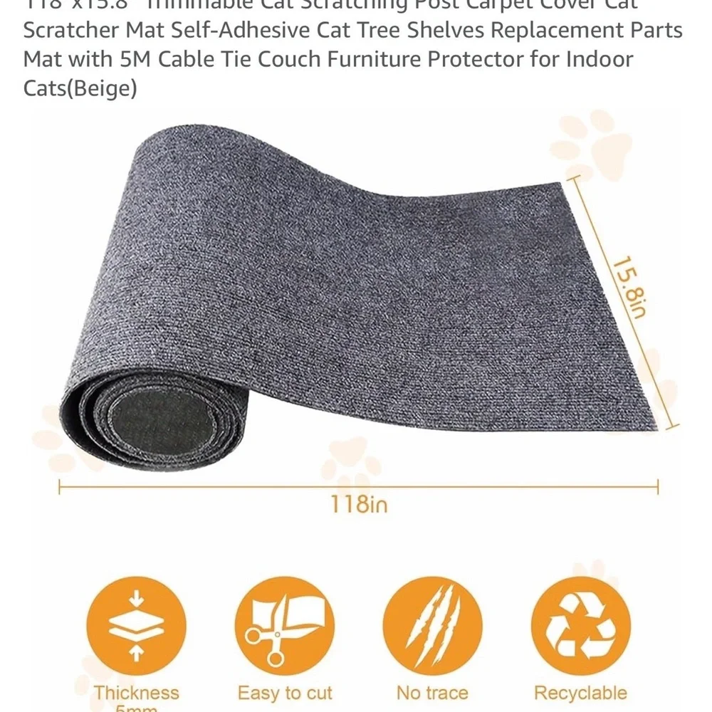 Self-Adhesive Cat Scratcher Mat in Beige